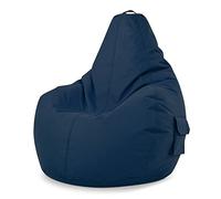 Green Bean© Poltrona a sacco con schienale 80x70x90cm - Sedia Gaming 230 litri di imbottitura accogliente, morbida, e lavabile - Cuscino pavimento Pouf Sgabello Poltrona da gioco Relax Blu scuro