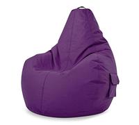 Green Bean© Poltrona a sacco con schienale 80x70x90cm - Sedia Gaming 230 litri di imbottitura accogliente, morbida, e lavabile - Cuscino pavimento Pouf Sgabello Poltrona da gioco Relax Viola