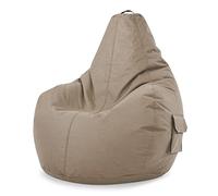 Green Bean© Poltrona a sacco con schienale 80x70x90cm - Sedia Gaming 230 litri di imbottitura accogliente, morbida, e lavabile - Cuscino pavimento Pouf Sgabello Poltrona da gioco Relax Grigio Talpa