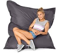 Green Bean© Poltrona a sacco da interni XXL 140x180cm 380 Litri imbottitura in perle EPS per bambini e adulti Cuscino gigante Lavabile Resistente alle intemperie Sedia Cuscino per pavimento Antracite