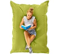 Green Bean© Poltrona a sacco da interni XXL 140x180cm 380 Lt imbottitura in perle EPS per bambini e adulti Cuscino gigante Lavabile Resistente alle intemperie Sedia Cuscino per pavimento Verde