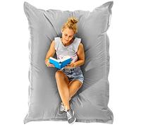 Green Bean© Poltrona a sacco da interni XXL 140x180cm 380 Lt imbottitura perle EPS per bambini e adulti Cuscino gigante Lavabile Resistente alle intemperie Cuscino pavimento Grigio Pietra Pastello