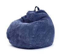Green Bean© Poltrona a sacco da interno 90x110cm Imbottitura EPS & Velluto a coste morido accogliente lavabile - Cuscino Pavimento Lounge Sedia Sgabello Relax Pouf Bambini Adulti Blu scuro