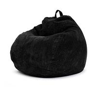 Green Bean© Poltrona a sacco da interno 90x110cm Imbottitura EPS & Velluto a coste morido accogliente lavabile - Cuscino Pavimento Lounge Sedia Sgabello Relax Pouf Bambini Adulti Nero