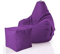 Green Bean Pouf sacco Cozy + sgabello quadrato - già riempito - robusto, lavabile, antimacchia - cuscino da pavimento per bambini e adulti, poltrona relax, poltrona da gioco, pouf - Violetto