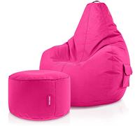 Green Bean Pouf Sacco Cozy + Sgabello Rotondo - già Riempito - Robusto, Lavabile, antimacchia - Cuscino da Pavimento per Bambini e Adulti, Poltrona Relax, Poltrona da Gioco, Pouf - Rosa