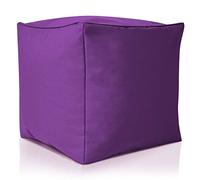 Green Bean© Pouf Sgabello da Esterno 40x40x40cm con Imbottitura Perle EPS - Estensione & Addon per poltrona a sacco: Poggiapiedi Cuscino per bambini e adulti Solleva le gambe Siediti Viola