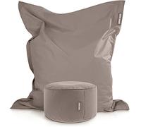 Green Bean© Set da 2 poltrona a sacco XXL con pouf riempiti con perline EPS - Poltrona a sacco gigante 140x180 Cuscino per sdraiarsi Sedia Lounge Cuscino per pavimento