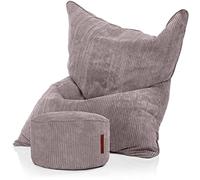 Green Bean© Set XXL con Pouf Abbinato - Cuscino da Pavimento Reclinabile con Riempimento EPS | Lavabile per Interni Grigio