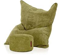 Green Bean© Set XXL con Pouf Abbinato - Cuscino da Pavimento Reclinabile | Riempimento EPS, Lavabile, Verde