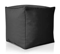 Green Bean© Sgabello a sacco 40x40x40cm con imbottitura in perle EPS Pouf Cuscino Poggiapiedi per poltrona a sacco Cuscino per pavimento bambini e adulti solleva le gambe siediti Nero