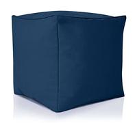 Green Bean© Sgabello a Sacco 40x40x40cm con Imbottitura in Perle EPS Pouf Cuscino Poggiapiedi per Poltrona a Sacco Cuscino per Pavimento Bambini e Adulti Solleva Le Gambe siediti Blu Scuro