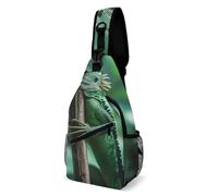 Green Bearded Dragon Lizards Climbing The Tree Donna Uomo Borsa A Tracolla Casual Borsa A Spalla Regolabile Zaino Monospalla Per Viaggio Treeking Sportivo