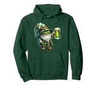 Green Beer GNOME with Shamrock Glasses for St. Patricks Day Felpa con Cappuccio