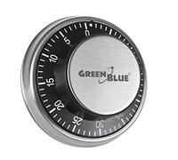 Green Blue GB152 - Timer meccanico da cucina con parte posteriore magnetica, 59 min, colore: argento/nero