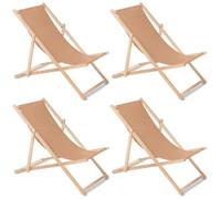 Green Blue Set di 4 sedie a sdraio pieghevoli Legno di faggio | Lettino prendisole senza braccioli per giardino, spiaggia e terrazza | Schienale regolabile, Telaio in legno, 110 kg (Cappuccino)