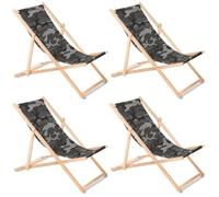 Green Blue Set di 4 sedie a sdraio pieghevoli Legno di faggio | Lettino prendisole senza braccioli per giardino, spiaggia e terrazza | Schienale regolabile, Telaio in legno, 110 kg (Grigio moro)