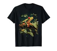 Green Body Tree Frog Rainforest Anfibio Red Eyed Tree Frog Maglietta