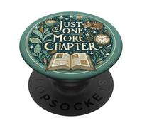 Green Bookish Just One More Chapter Cottagecore Cat Mom Cute PopSockets PopGrip Adesivo