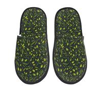 Green Branch Olive Print Pantofole Lavabili Pantofole Da Casa Portatili Scarpe Per Spa Autunno Esterno M