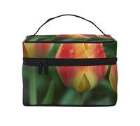 Green Bud - Trousse da viaggio con funghi da donna, impermeabile, borsa per cosmetici pieghevole, idea regalo per insegnanti, Quattro tulipani, Taglia unica