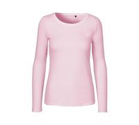 Green Cat Maglietta da donna a maniche lunghe, 100% cotone biologico, commercio equo e solidale, certificata Oeko-Tex e Ecolabel, rosa chiaro, L