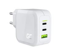 Caricabatterie Green Cell White 65W GaN GC PowerGan per laptop, MacBook, telefono, tablet, Nintendo Switch - 2x USB-C, 1x NEW