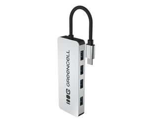 Green Cell Adattatore USB-C HUB 4 in 1, USB-C a 4 USB A 3.0 | Alloggiamento in Alluminio, Trasferimento dati Fino a 5 Gbps, Distributore Compatibile con MacBook, Dell, Lenovo, HP, ASUS