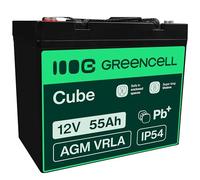 GreenCell® Batteria AGM 12V 55Ah al piombo accumulatore sigillata VRLA Senza manutezione ricaricabile Batterie di ricambio ermetica | Barca | Sedia a rotelle | Sistema Solare | Camper | Campeggio