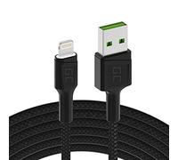 Green Cell Cavo USB-A - Lightning 2m con illuminazione a LED Cavo di ricarica nero Apple iPhone 14 13 12 11 SE Pro Max X XR XS Max 8 7 Plus 6 6S 5 5C 5S Plus | iPad Air/Pro/Mini | iPod