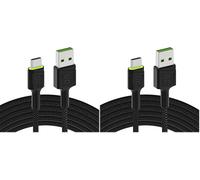 Green Cell Cavo USB-A - USB-C Tipo C 1.2m con illuminazione a LED Cavo di ricarica nero Compatibile con Samsung Galaxy S23 S22 S21 S20 Ultra S10 S9 S8+ | Note 20 10 9 8 | Telefoni Android