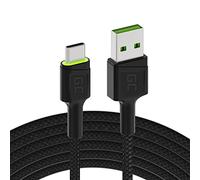 Green Cell Cavo USB-A - USB-C Tipo C 1.2m con illuminazione a LED Cavo di ricarica nero Compatibile con Samsung Galaxy S23 S22 S21 S20 Ultra S10 S9 S8+ | Note 20 10 9 8 | Telefoni Android