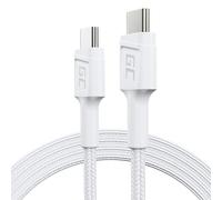 Green Cell Cavo USB-C Bianco 1.2m PowerStream, Quick Charge 3.0 60W | Ricarica Rapida e Trasferimento Dati 480Mbps, Treccia Rinforzata, Compatibile MacBook, Smartphone e Tablet