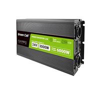Green Cell Przetwornica napicia PowerInverter LCD 24 V 3000W/60000W samochodowa z wywietlaczem - czysty sinus adattatore e invertitore Auto Nero [INVGC24P3000LCD]
