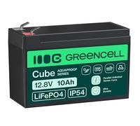 Green Cell Cube LiFePO4 Batteria 10Ah 12.8V - Batteria al litio di ferro fosfato per camper, barche, impianti solari, sistemi off-grid, con BMS, leggera e sicura