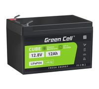 Green Cell Cube LiFePO4 Batteria 12Ah 12.8V - Batteria al litio di ferro fosfato per camper, barche, impianti solari, sistemi off-grid, con BMS, leggera e sicura