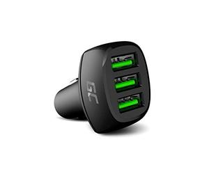 Green Cell® GC PowerRide 54W Caricabatterie da auto USB a 3 porte, accendisigari Ultra Charge Compatibile con iPhone 13 12 11 XS X SE | Samsung Galaxy S22 S21 S20 Note 20 | Xiaomi Mi 12 11