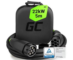 Green Cell GC Snap Tipo 2 Cavo di Ricarica 22kW 5m 32A per EV Auto Elettriche Tipo 2 a Tipo 2 Trifase TÜV Compatibile con Model Y 3 S X, 500e, 600e, e-208, e-2008, Zoe, ID.3, ID.4, iX1, EV6, Mach-E
