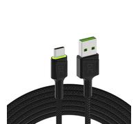 Green Cell Cavo USB-A - USB-C Tipo C 1.2m con illuminazione a LED Cavo di ricarica nero Compatibile con Samsung Galaxy S23 S22 S21 S20 Ultra S10 S9 S8+ | Note 20 10 9 8 | Telefoni Android