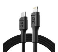 Cavo USB-C Lightning 1m Green Cell PowerStream Apple MFi PD 26W per iPhone 11 12 13 14 Pro Max Mini iPad Air mini Ricarica rapida 30min Kevlar Nero