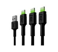 Green Cell KABGCSET02 1,2 m USB A USB C 0,48 Gbit/s Nero Set 3x Ray USB-C 120cm