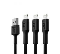 GC Ray LED | SET 3x 1,2m Lightning Cavo Nylon Cavetto Cable di Ricarica per Apple iPhone 12 11 SE Pro/Max | iPhone X XR XS Max | iPhone 8 7 Plus | iPhone 6 6S 5 5C 5S Plus | iPad Air/Pro/Mini | iPod
