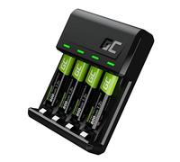 Green Cell VitalCharger Caricabatterie Ni-MH AA/AAA a 4 Canali con USB-C e Micro USB, Include 4 Batterie Ricaricabili AAA 800 mAh, per Pile R6/R03