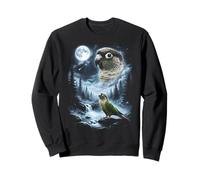 Green Ch onure Howling at Moon 90's Retro Pappagallo Felpa