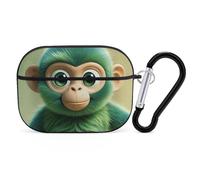 Green Clever Monkey AirPod Pro, custodia rigida antigraffio in policarbonato con portachiavi, accessorio per AirPod Pro 2°/1° custodia per donne e uomini, stile nero