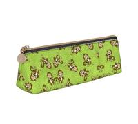 Green Clever Monkey - Astuccio multifunzione in pelle, con grande capienza, design classico triangolare, bianco, Taglia unica, Astuccio per trucchi