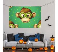 Green Clever Monkey grande striscione decorativo per feste, 119 x 180 cm, sfondo personalizzato da appendere alla parete, striscioni per compleanni, feste di compleanno