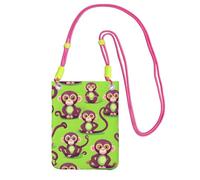 Green Clever Monkey Print - Borsa a tracolla per cellulare da donna e uomo, accessorio da viaggio, Fucsia, Taglia unica
