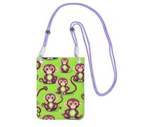 Green Clever Monkey Print - Borsa a tracolla per cellulare da donna e uomo, accessorio da viaggio, Viola, Taglia unica