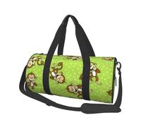 Green Clever Monkey Print Round Grande Capacità Borsa da Viaggio - Borsa portaoggetti multifunzionale, Nero , Taglia unica
